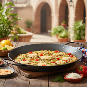 Padella per paella in acciaio antiaderente da 18 pollici con due manici per cucinare piatti di riso spagnoli - Product Image 3