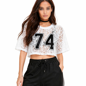 Fashion Lace Women's American Football Jersey Oversized <b>Mesh</b> <b>Top</b> V Neck Short Sleeve Custom Streetwear Manufacturing - Product Image 6