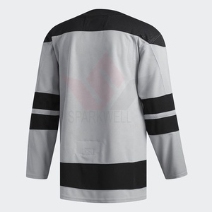 Jersey de Hockey sobre Hielo Personalizado para Hombre, Color Gris Negro, Cuello Redondo, Manga Larga, Sublimado, Transpirable, de Malla, Secado Rápido, Corte Regular - Product Image 2