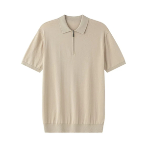 Pulls Polo Homme à Col Zippé avec Poche, Manches Courtes Décontractées, Col Classique, en Coton Pur, Grandes Tailles, Vêtements de Golf - Product Image 1