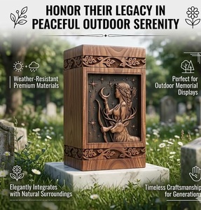 Forest deer Custom Handmade Urn - Wooden Urns for Human Ashes - Cremation Urns for Adult Ashes – <b>Memorial</b> urn <b>box</b> for ashes-keep - Product Image 2