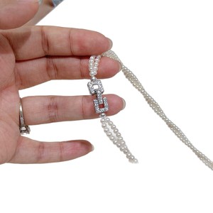 Collar de Perlas Naturales Clásico Retro para Mujer, Cadena de Plata 925 de Doble Hilo, Estilo 3-4 Estrellas - Product Image 5