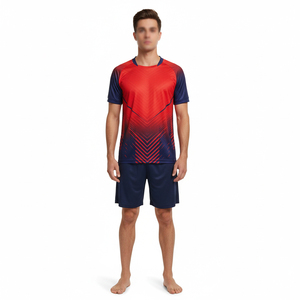 Ensemble d'uniformes de football respirants de haute qualité, grande taille, avec logo personnalisé, tenue d'entraînement d'été à manches courtes - Product Image 4
