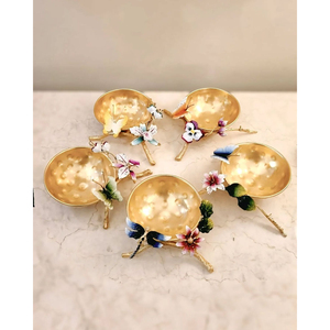 Bols de luxe pour servir les aliments, texture martelée, plaqué or de haute qualité, fleurs et feuilles, design attrayant, très vendus - Product Image 1