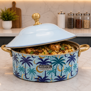 Luxury Palm Tree <b>Printed</b> Insulated Casserole Hot Pot for Eid Ramadan Iftar Serving Food Warmer Islamic Festive Dining Gift Set - Product Image 3