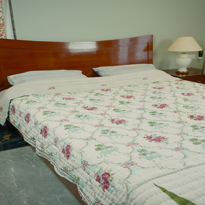 Parure de lit en coton biologique premium, écologique, imprimée à la main, 400 fils, en coton à fibres longues, avec drap-housse pour lit King/Queen - Product Image 2