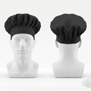 Heavyweight 240 GSM Poly Cotton Twill White Chef Cap Breathable Kitchen Uniform Hat Custom Logo Hats Hair Covers Embroidery - Product Image 4