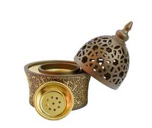 Luxury Metal Bakhour Incense Burner with Decorative Lid Arabic Oud Burner Handmade Home Fragrance Holder for Ramadan <b>Decor</b> - Product Image 2