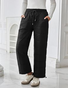 Pantalones Unisex Negros Acolchados con Cierre de Cordón, Resistentes al Viento, con Aislamiento Sintético, Transpirables, de Pierna Ancha, para Esquí y Nieve - Product Image 3