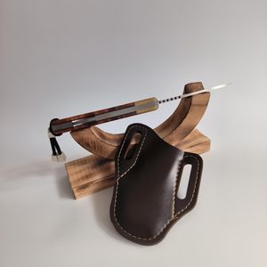 Navaja Plegable Multiusos con Hoja de Acero de 20.8cm, Punta de Gota, Perilla de Pulgar, Mango de Madera, Diseño Artístico, 0.5mm, 6.7in de Longitud Total, Afilada - Product Image 2