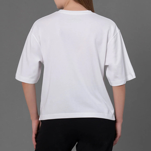 T-shirt blanc à col rond et manches courtes Aero Faster Impex pour femme, coupe ample, respirant, jersey, imprimé graphique, vêtement décontracté - Product Image 2