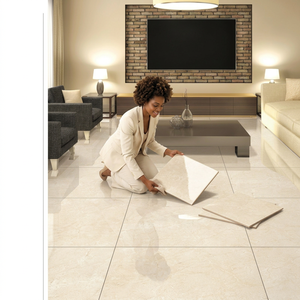 Carreaux de sol en porcelaine polie Crema Italia Inkjet 600x600mm, céramique vitrifiée émaillée, collection Designer, garantie à vie - Product Image 1