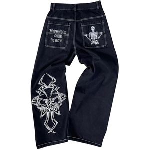 Vintage Custom <b>Embroidered</b> Baggy <b>Jeans</b> Men’s Wide Leg Streetwear Denim Pants Gothic Hip Hop Loose Fit Oversized Trousers - Product Image 2