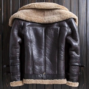 Veste bomber B3 pour homme, en cuir véritable RAF Aviator, col montant, logo sur le devant en toile, respirante, séchage rapide - Product Image 3