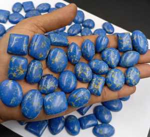 Lote al por mayor de piedras preciosas sueltas de lapislázuli azul natural pulido en forma ovalada/cojín/pera para fabricación de joyas - Product Image 3