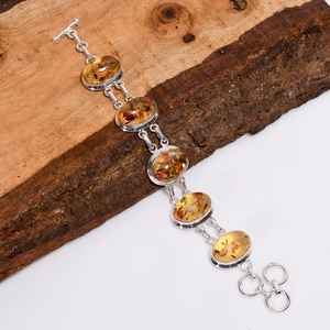 Bracelet en argent sterling 925 style vintage avec pierre précieuse ovale en ambre de la Baltique, bijoux bohèmes, cadeau pour femme - Product Image 6