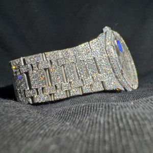 Montre de luxe unisexe carrée à quartz antique avec moissanite VVS couleur D, verre saphir, étanche, en acier inoxydable, avec alarme - Product Image 1