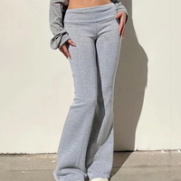 Pantalon skinny évasé pour femme, taille mi-haute, streetwear d'hiver, décontracté, pour le quotidien, en dentelle, 100% coton molletonné, écologique