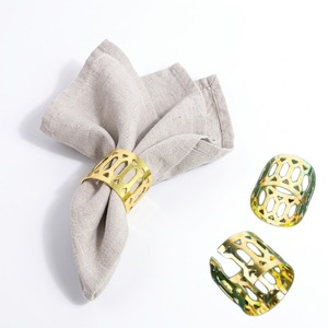 Ensemble de porte-serviettes en métal argenté de luxe pour mariage, fête, banquet, design élégant fleur et feuille, pour table de dîner formelle - Product Image 4