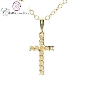 Everyday Wear 18K Blanco/Oro amarillo Diamante natural Cruz Colgante Precio al por mayor para regalo Cristiano - Product Image 3