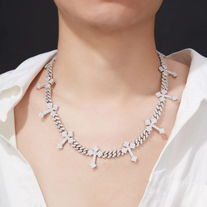 Luxury Moissanite <b>Cross</b> Cuban Link Necklace 925 Silver Rhodium Plated Iced Out Statement <b>Chain</b> Jewelry Gift for Women <b>Men</b> - Product Image 4