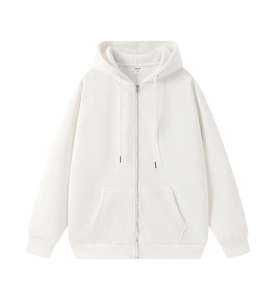 Sweat-shirt tricoté décontracté uni zippé en molleton bouclette 100 % coton anti-boulochage pour l'automne - Product Image 3