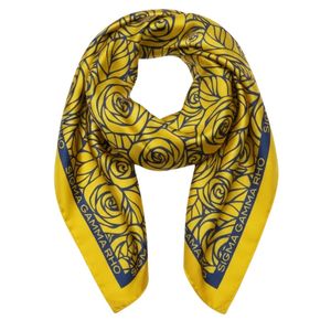 Écharpe florale Sigma Gamma Rho bleu et or, écharpe de sororité grecque, imprimé rose, élégante, légère, accessoire de mode - Product Image 1