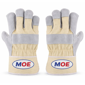 ถุงมือหนัง MOE พร้อมแผ่นเสริมฝ่ามือและปลอกข้อมือเพิ่มความปลอดภัยสำหรับงานก่อสร้างกลางแจ้งและการจัดการวัสดุ - Product Image 1