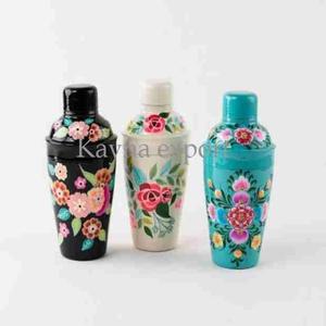 Coctelera de Acero Inoxidable de Diseño Floral Azul Cielo, Exclusiva y Premium, Capacidad de 500 ml, Accesorios de Bar Ecológicos, Mezclador - Product Image 3