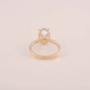 IGI Certified Oval Cut Lab Grown Diamond Engagement & Wedding Ring with Pavé Band in <b>Solid</b> 925 Sterling <b>Silver</b> - Product Image 4