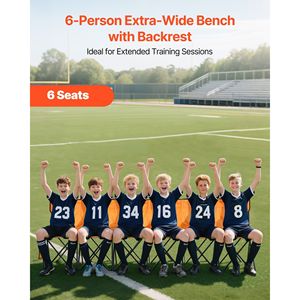 Panca Pieghevole Portatile a 6 Posti per Calcio con Tasche Laterali, Seduta Leggera e Richiudibile per Campeggio - Product Image 2