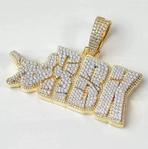 Iced Out RBK Buchstaben-Anhänger Hip Hop Moissanit + 925 Silber Mikro-Pavé Zirkonia Charm für Unisex - Product Image 1