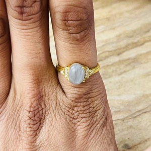 Trendy Unique Boho Brass Grey Moonstone <b>Ring</b> 18k Gold Plated Zircon <b>Ring</b> Vintage <b>Statement</b> Floral Wholesale <b>Ring</b> For Women - Product Image 5