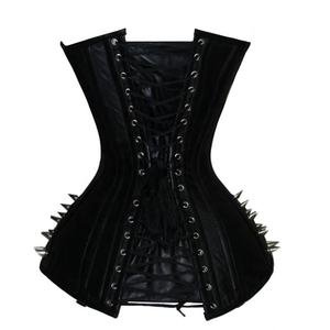 ซื้อคอร์เซ็ทโอเวอร์บัสต์แบบมีโครงเหล็ก ควบคุมรูปร่างได้ดี สีดำ หนัง แต่งลูกไม้ สไตล์สตีมพังก์ กอธิค - Product Image 4