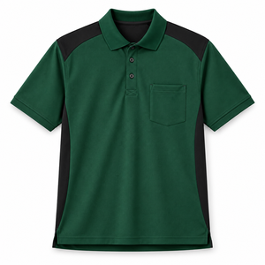 <b>Black</b> and Lime Green Mens Workwear <b>Polo</b> <b>Shirt</b> Short Sleeve Chest Pocket Button Placket Staff Uniform Team Apparel Work Clothing - Product Image 1
