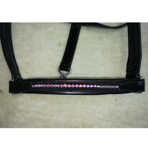 Licou de cheval en cuir de qualité supérieure de haute qualité avec tête d'équestre fantaisie décorative en cristal Bling pour l'équitation Logo personnalisé - Product Image 2