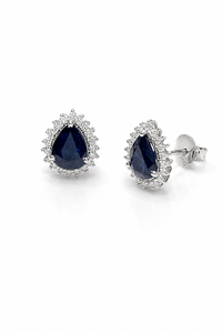 Pendientes de Zafiro Azul y Diamantes en Plata de Ley 92.5 KLST-30845 - Product Image 2