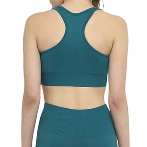 Women 2 Piece Yoga Set Solid Color Racerback <b>Crop</b> <b>Top</b> High Waist Full Length Leggings Breathable Spandex Polyester Seamless - Product Image 5