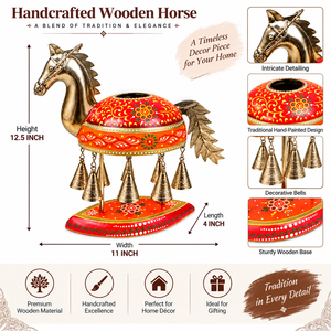 Cloche de cheval en bois peinte à la main, pièce décorative avec motifs artistiques indiens traditionnels, pour la décoration de table à la maison - Product Image 5