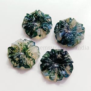 พลอยโมรามอสธรรมชาติแกะสลักรูปดอกไม้อาเกตอัญมณีรูปดอกไม้อาเกต AAA แกะสลักหินหลวมสำหรับทำจี้ขนาด20มม. - Product Image 1
