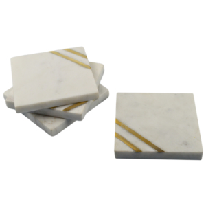 Sous-verre carré en marbre, idéal pour la décoration intérieure, les hôtels et les restaurants, avec finition plaquée or, design en pierre, sous-verres - Product Image 2