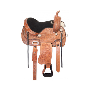 Selle de cheval en cuir occidental de haute qualité, best-seller, design/couleur/logo personnalisables, OEM accepté, marque personnalisée, taille sur mesure. - Product Image 1