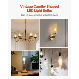 Lampadine LED Vintage in Vetro Trasparente per Candelabri, Confezione da 12, Dimmerabili, Luce Calda 2725K - Product Image 2