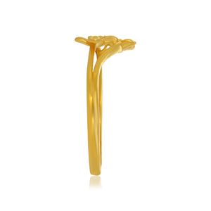 Nouvelle bague double fleur en or plaqué or de luxe pour femme, élégante, ajustable, bijou de doigt tendance, cadeau - Product Image 3