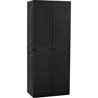Armario Moderno de Plástico para Dormitorio, Ahorra Espacio, con Puertas Corredizas, Marco Negro, Muebles para el Hogar en Gris