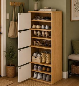 Modern Wooden <b>Shoe</b> Rack Cabinet Multi Door Dustproof <b>Shoe</b> Organizer Entryway Storage <b>Holder</b> - Product Image 2