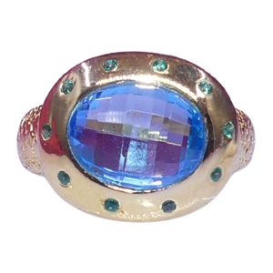 Gemvanity SR1486 – Bague de fiançailles/mariage classique de luxe en argent plaqué or avec topaze, style bouddhiste tibétain, pour femme/unisexe - Product Image 2