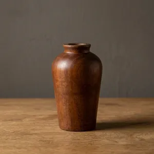 Jarrón de Madera Hecho a Mano, Maceta Decorativa, Centro de Mesa Rústico, Porta Flores para Sala de Estar, Mesa de Comedor - Product Image 4