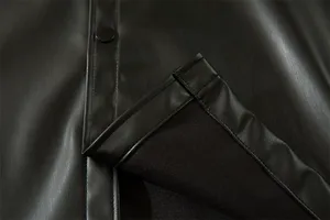 Chemises en cuir pour hommes sur mesure, vente en gros, manches longues, meilleure qualité, chemises en cuir à manches boutonnées unies - Product Image 2