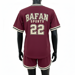 Ensemble short et maillot de baseball pour femme, en tricot de spandex premium respirant, avec bordure côtelée, logo personnalisé en twill, ensembles pour femme 100% coton - Product Image 2
